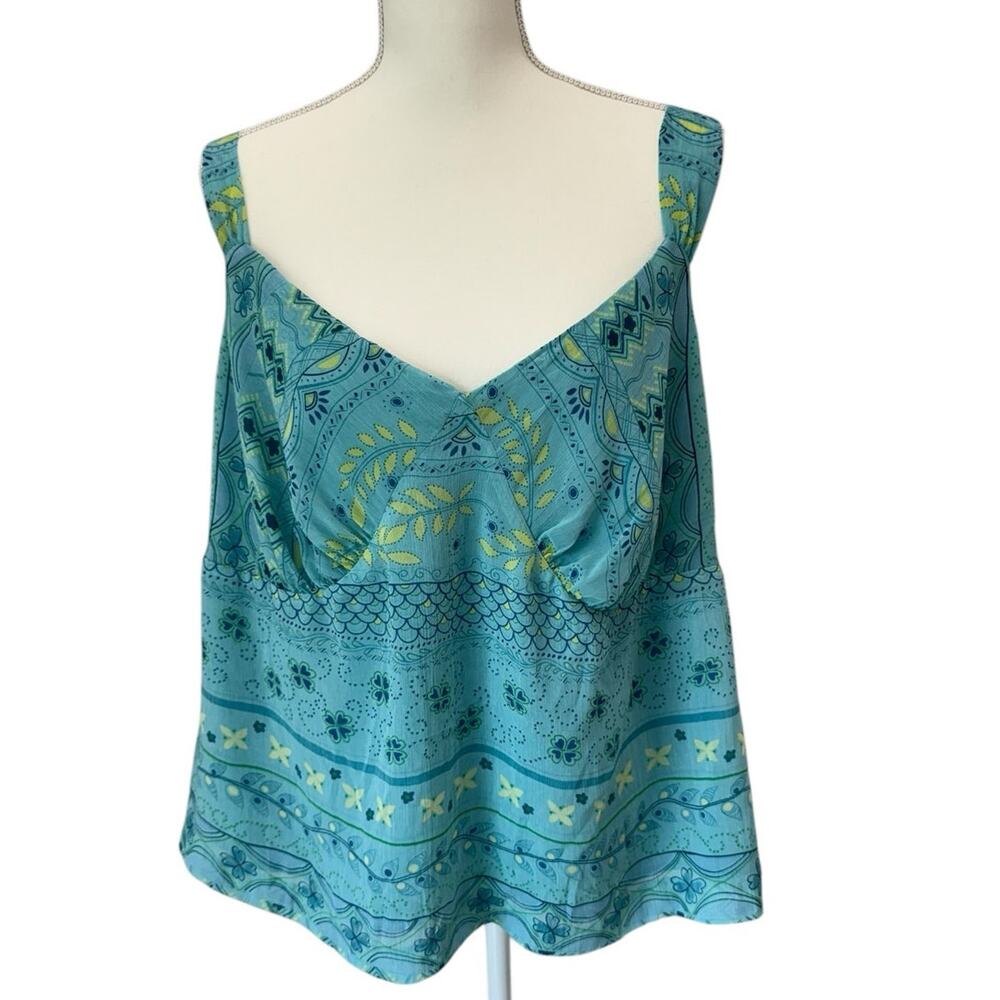 NORTON & CO WOMAN Womens 22W Turquoise Chiffon Camisole Y2K Babydoll Top